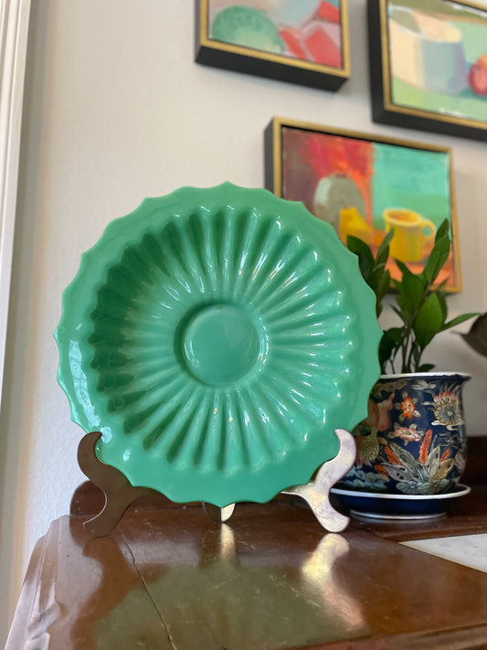 Antique Chinese Peking Glass Jadite Scalloped Bowl