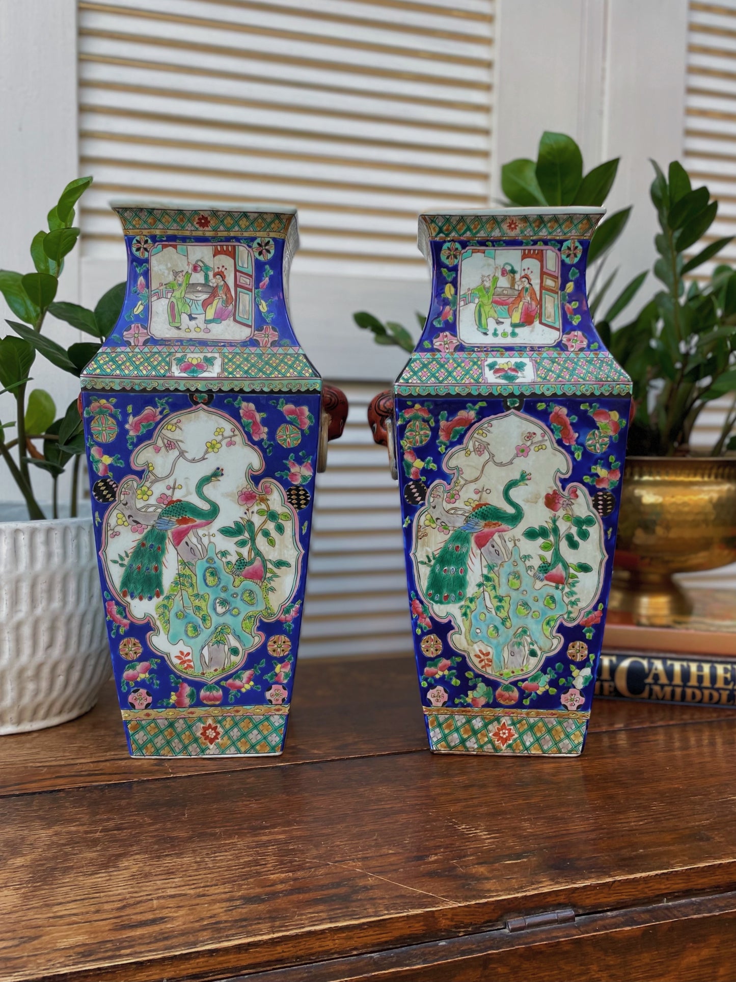 Antique Chinese Famille Rose Porcelain Vases - a Pair