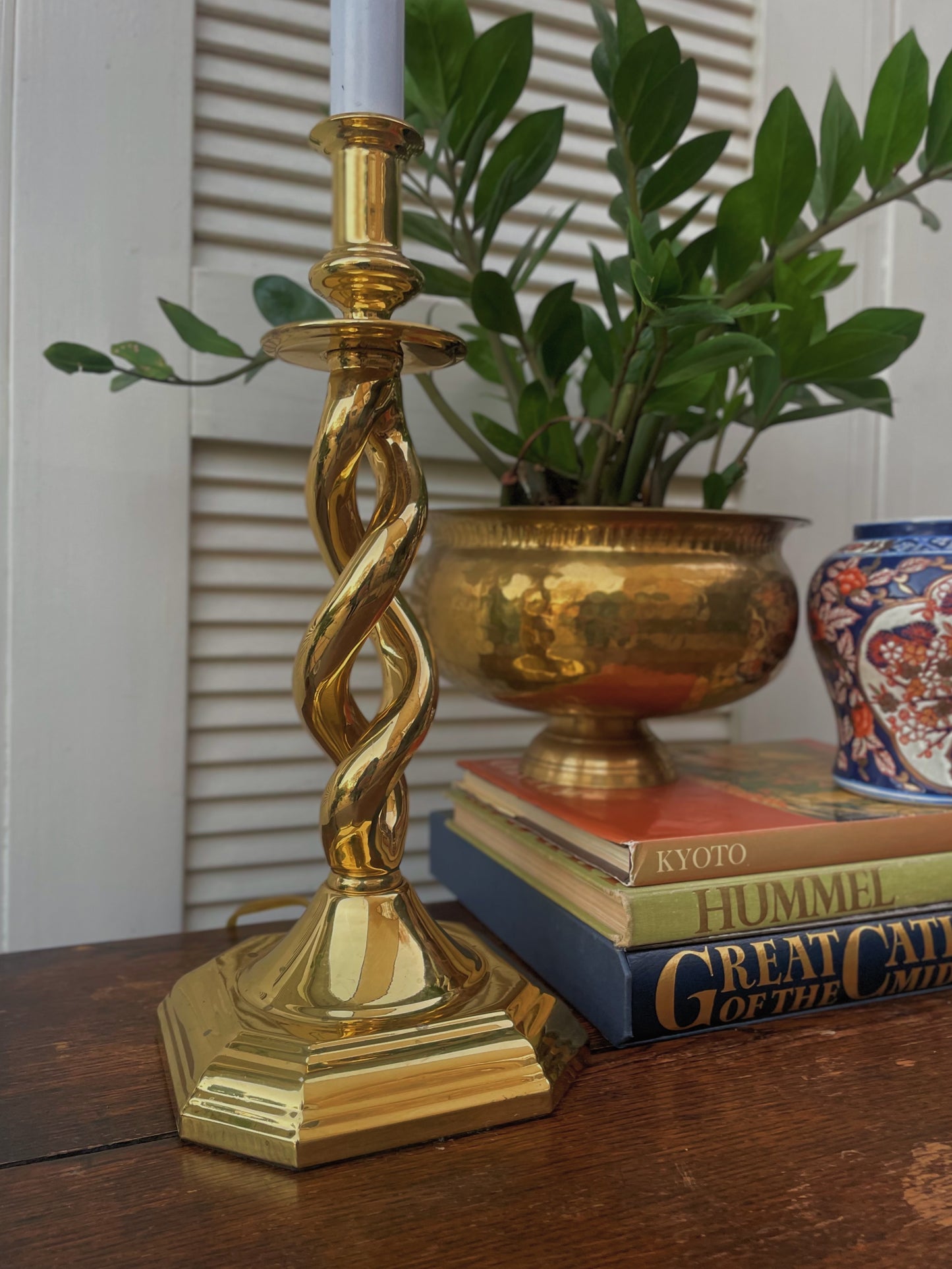 Vintage Baldwin Mid Century Solid Brass Barley Twist Table Lamps - A Pair