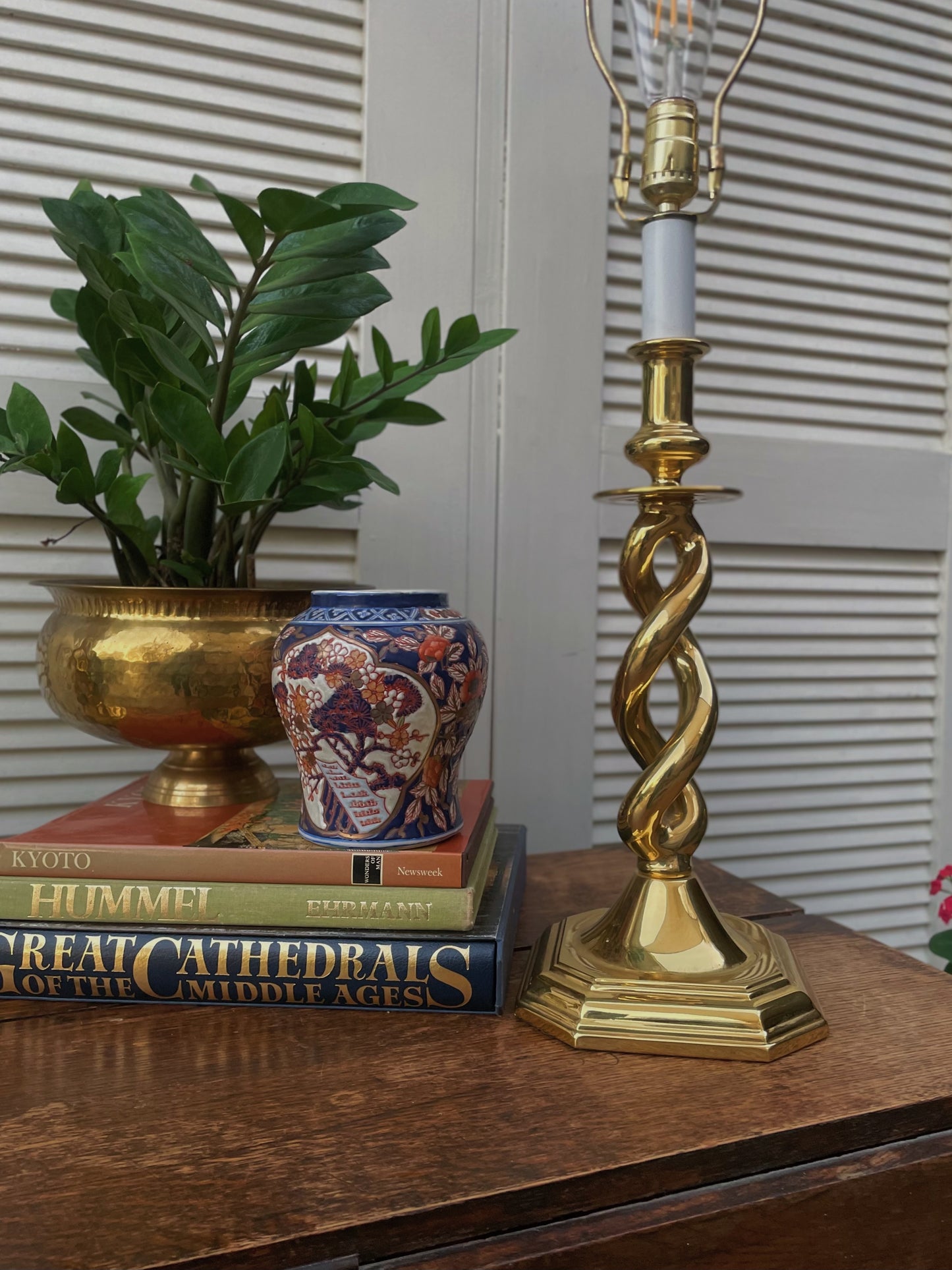 Vintage Baldwin Mid Century Solid Brass Barley Twist Table Lamps - A Pair