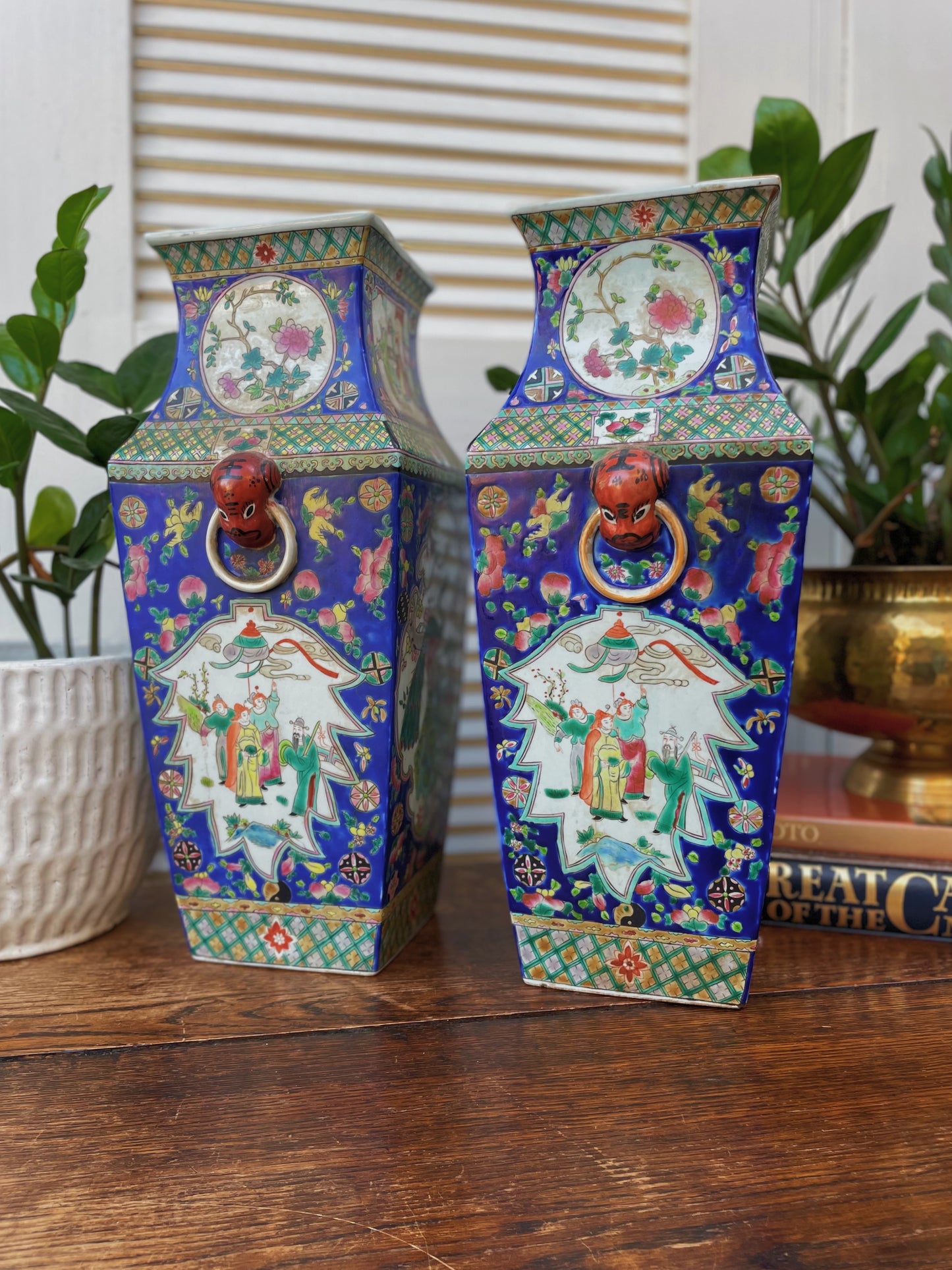 Antique Chinese Famille Rose Porcelain Vases - a Pair