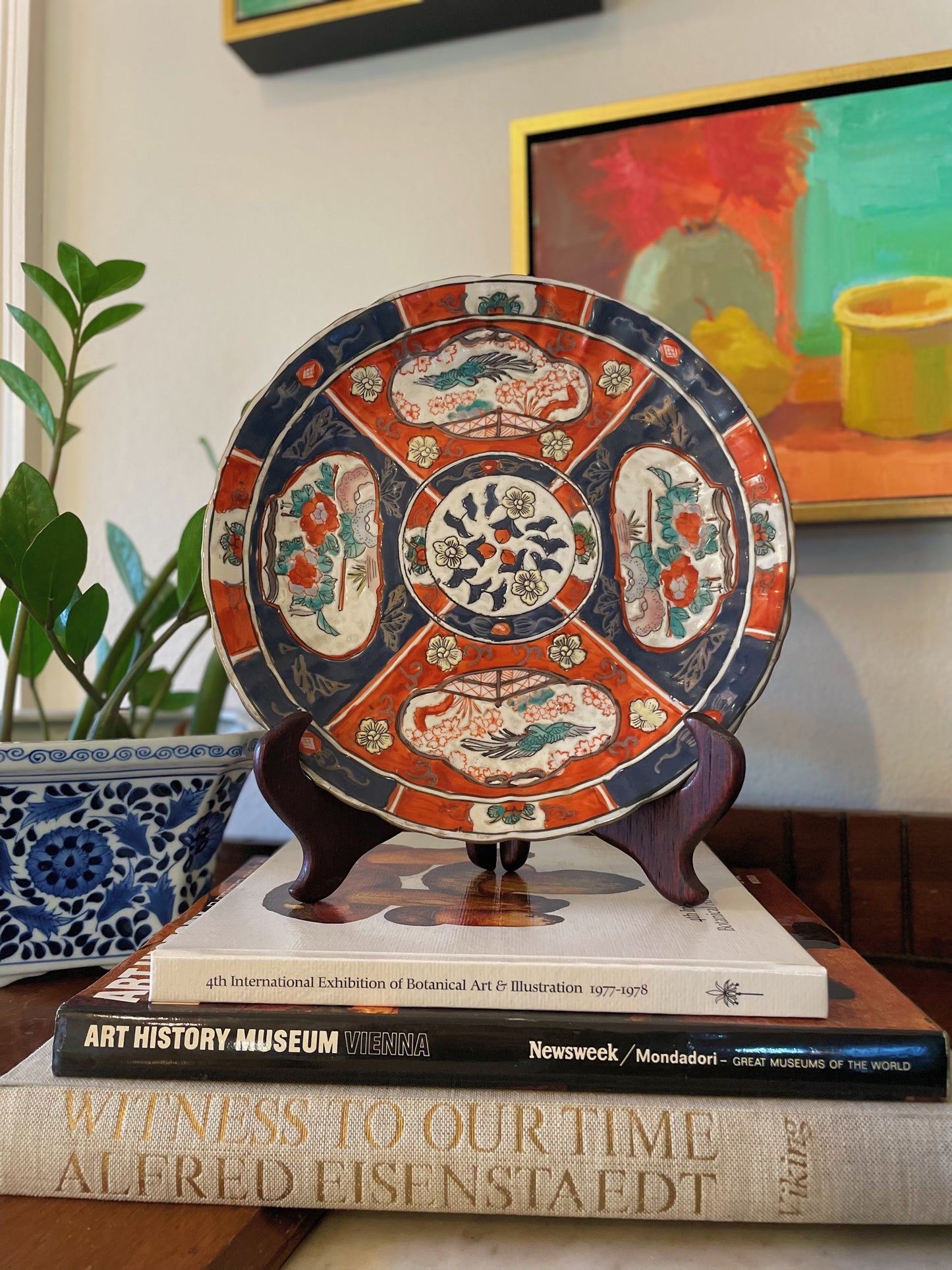 Vintage Chinese Imari Style Porcelain Handpainted Scalloped Plate