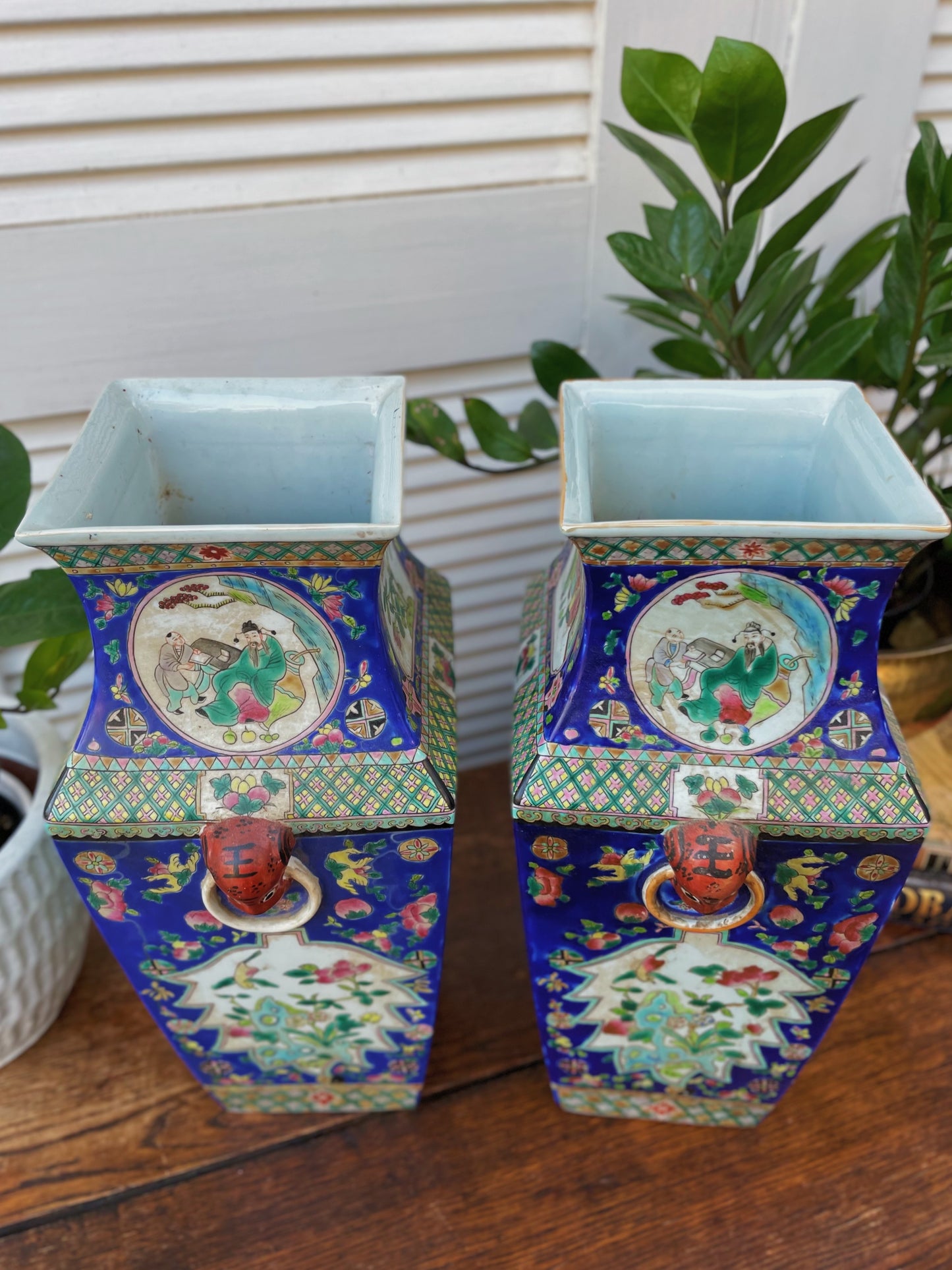 Antique Chinese Famille Rose Porcelain Vases - a Pair