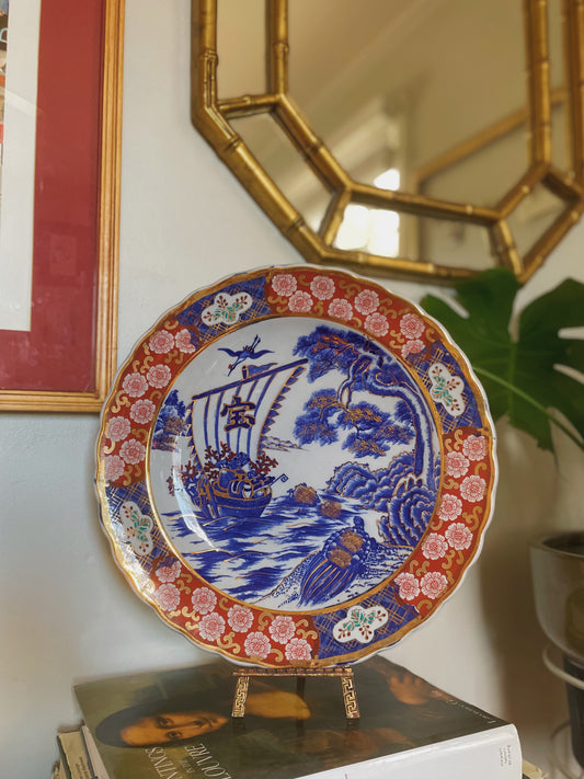 Antique Imari Gold Handpainted Porcelain Charger